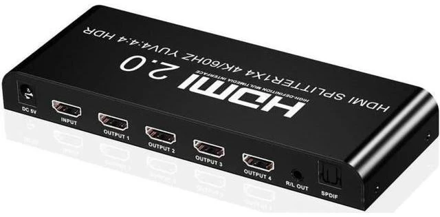 Main image of 4K@60fs HDMI Splitter 1x4 HDMI 2.0 Splitter 4 Display (Same Time) 3.5mm Audio Ou