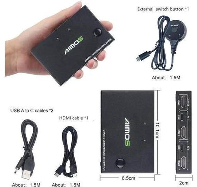Alt view image 4 of 7 - KVM Switch For 2 PCs, USB Switch 4K HDMI Switcher Box KVM Switch, 2 In 1 Out For