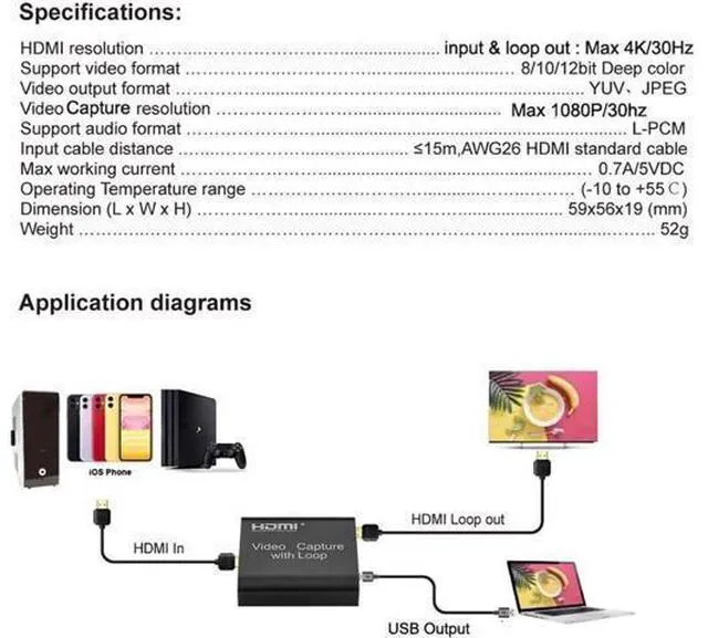 Alt view image 2 of 7 - 4K HDMI Capture Card USB 2.0 1080P Grabber Phone Video Capture with Loop Output