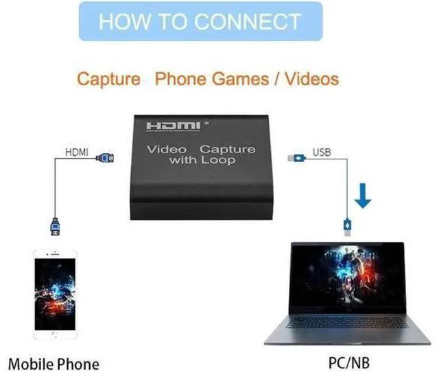 Alt view image 4 of 7 - 4K HDMI Capture Card USB 2.0 1080P Grabber Phone Video Capture with Loop Output