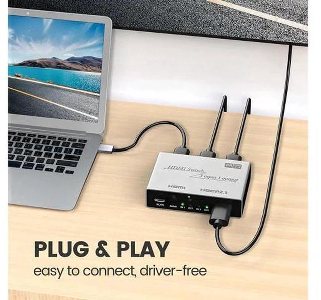 Alt view image 5 of 7 - 2.1 Switch 8K HDMI Splitter 3 in 1 Out, Ultra High-Speed 48Gbps HDMI Switcher wi