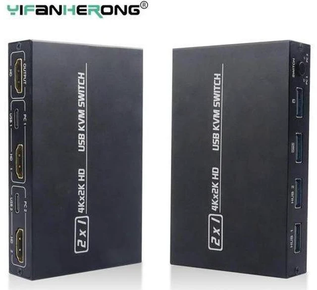 Main image of USB KVM Switch USB 2.0 Switcher HDMI-compatible KVM Switch 2 In 1 Out 4K for 2 P