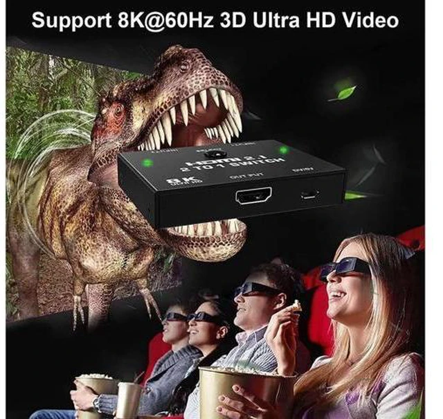 Alt view image 4 of 7 - 8K HDMI Switcher - 2 Ports HDMI 2.1 Switcher 2 in 1 Out HDMI Switcher Support 8K