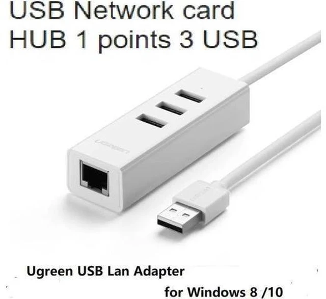 Main image of USB 2.0 Ethernet for Windows 8/10 Android TV Set-top Box USB 2.0 HUB to RJ45 USB
