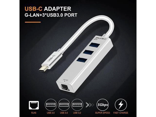 Alt view image 3 of 6 - USB C Ethernet HUB Type C to USB 3.0 RJ45 Network Card for Windows 10 Xiaomi Mi