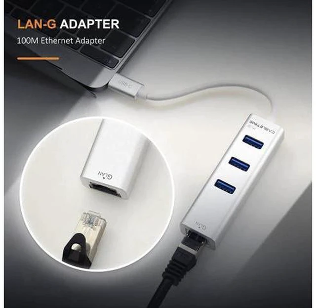 Alt view image 5 of 6 - USB C Ethernet HUB Type C to USB 3.0 RJ45 Network Card for Windows 10 Xiaomi Mi