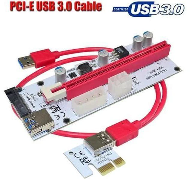 Alt view image 2 of 4 - 2Pcs USB 3.0 PCI-E Express 1x To 16x Extender Riser Card Adapter BTC 8 GPU Miner