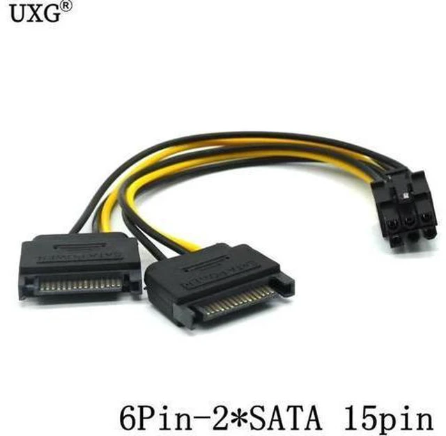 Alt view image 2 of 5 - Power Cable 15 Pin 8pin Female To 6 Pin Male PCI EXPRESS PCI-E Graphics Converte