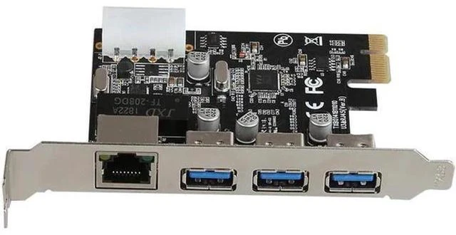 Main image of PCI Express to 3 Port USB 3.0 RJ45 Gigabit Network Expansion Board Card Adapter