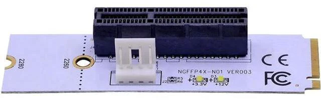 Alt view image 2 of 5 - NGFF M.2 to PCI-E 4X Riser Card M2 Key M to PCIe X4 Adapter with LED Voltage ind