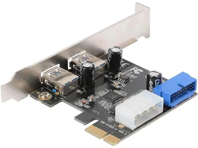 Alt view image 4 of 5 - For PCI-E Durable 2 Port Components USB 3.0 Expansion Card Power Connector Conve