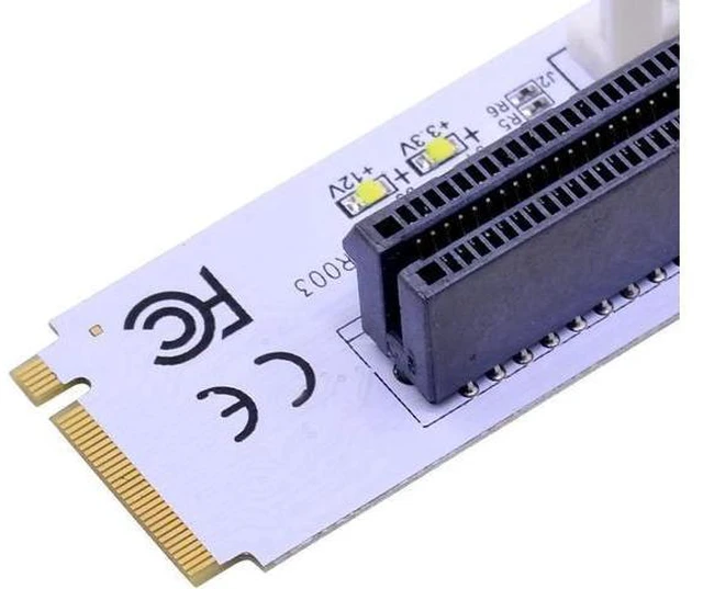 Alt view image 5 of 5 - NGFF M.2 to PCI-E 4X Riser Card M2 Key M to PCIe X4 Adapter with LED Voltage ind