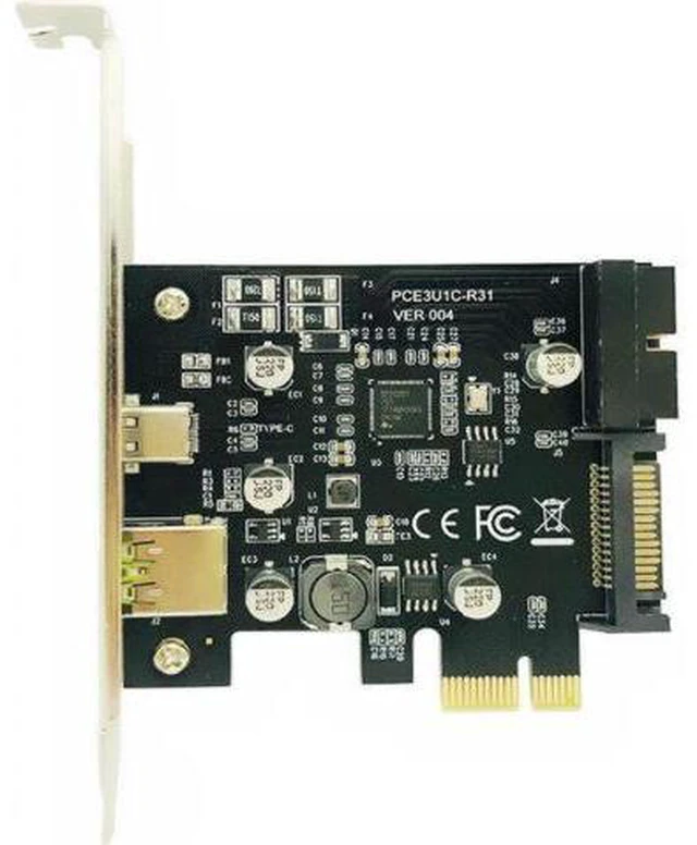 Main image of PCI-e To USB 3.1 Type-C Riser Post Card PCIe to USB-C 2.4A Fast Charger+19PIN Fr