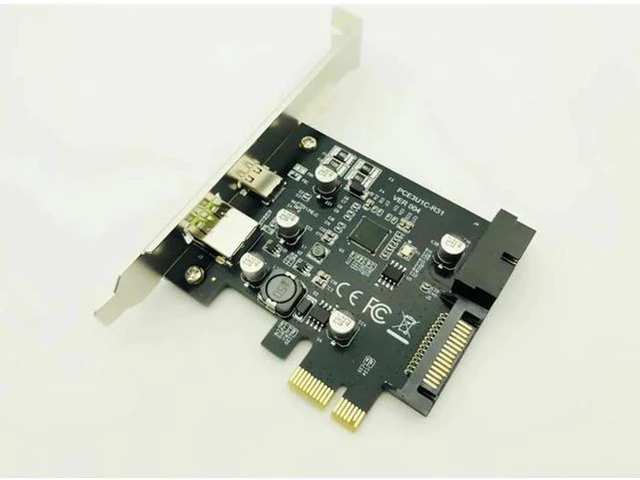 Alt view image 5 of 5 - PCI-e To USB 3.1 Type-C Riser Post Card PCIe to USB-C 2.4A Fast Charger+19PIN Fr