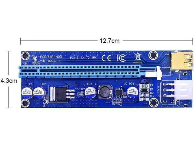 Alt view image 2 of 5 - Golden VER009S PCI-E Riser Card 009S PCIE PCI Express 1X to 16X Adapter 100CM 60