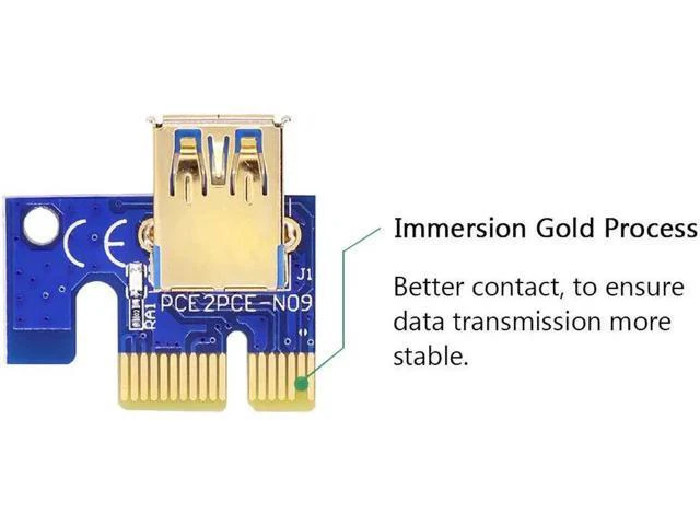 Alt view image 5 of 5 - Golden VER009S PCI-E Riser Card 009S PCIE PCI Express 1X to 16X Adapter 100CM 60