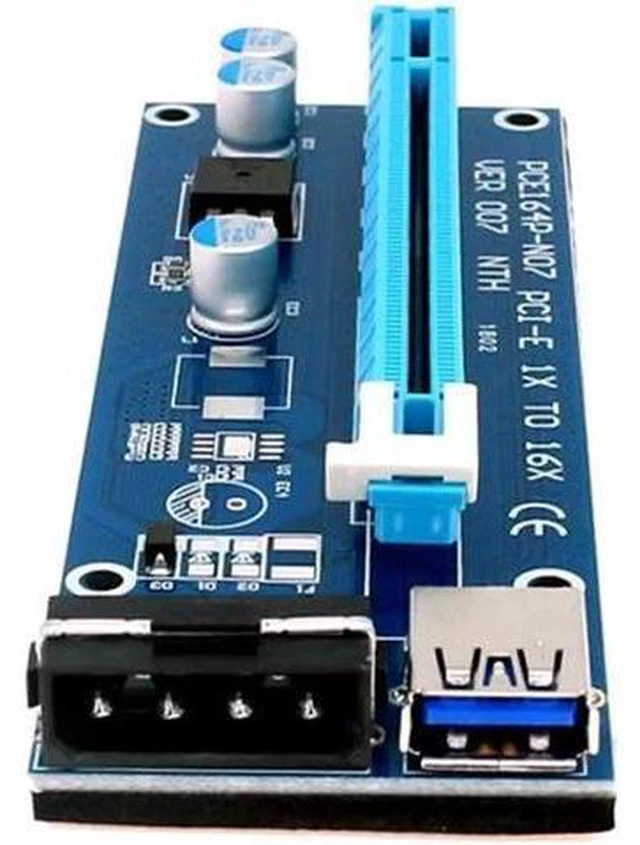 Alt view image 5 of 5 - Riser Card 60CM USB 3.0 Cable PCI Express 1X to 16X Extender PCIe Adapter for Bi