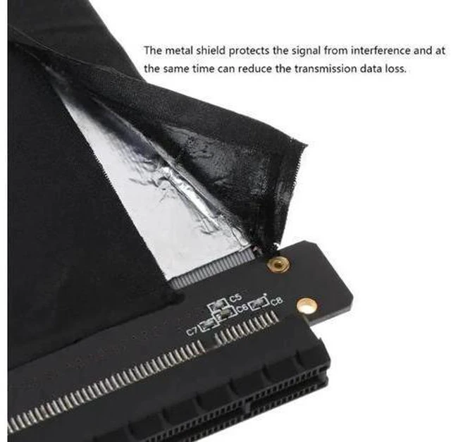 Alt view image 2 of 5 - 20cm/25cm PCI Express PCIe3.0 16X to 16X Flexible Cable Adapter 90 Degree Angle