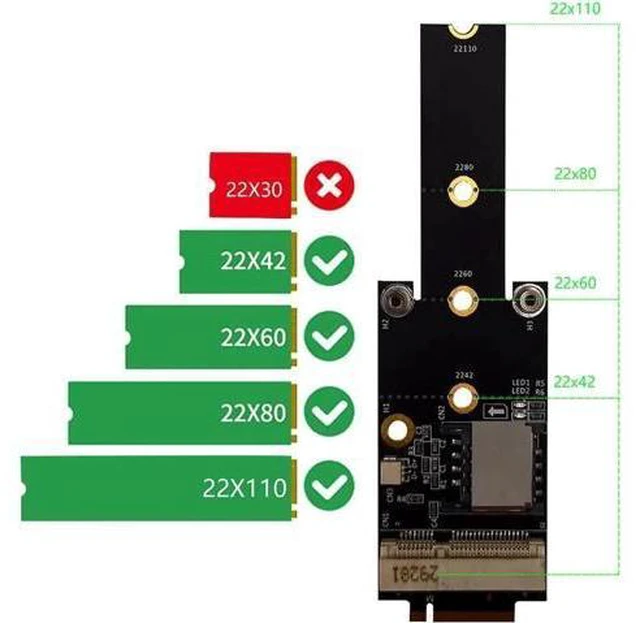 Main image of PCI-E to M.2 NGFF Adapter M Key Converter Card Modulewith SIM Card Slot for Comp