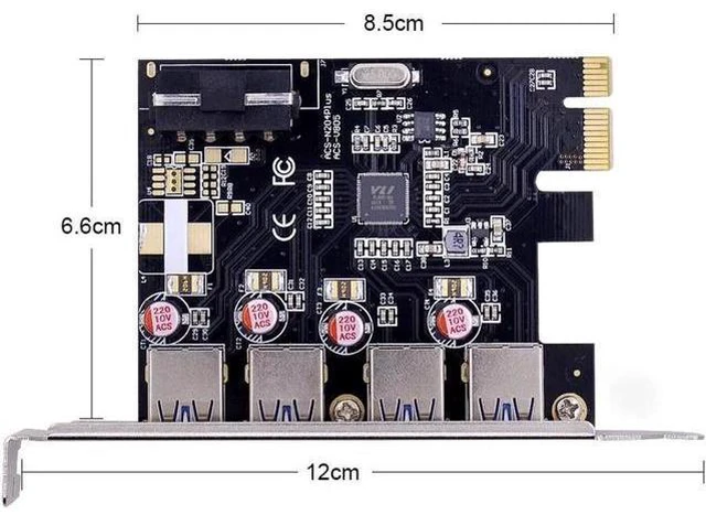 Alt view image 3 of 5 - 4 port USB 3.0 PCI-e Expansion Card PCI express PCIe USB 3.0 hub adapter 4-port