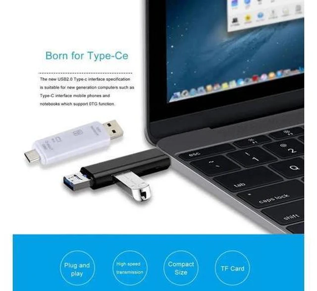 Alt view image 3 of 5 - 5 in 1 USB 3.0 Type C / USB / Micro USB TF Memory Card Reader OTG Adapter Connec