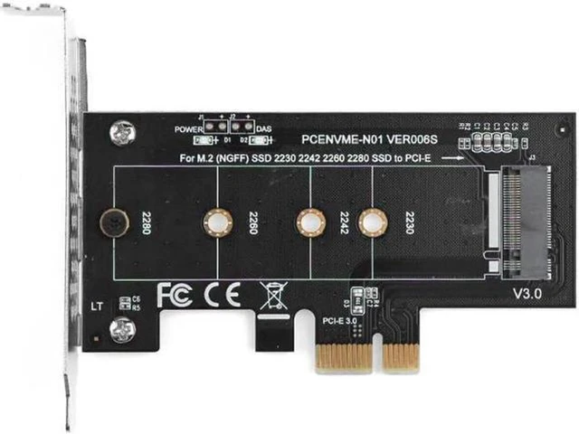 Alt view image 5 of 5 - NVME Adapter SSD to PCIE 3.0 X1/4X Expansion Card Converter Riser Card M Key Con