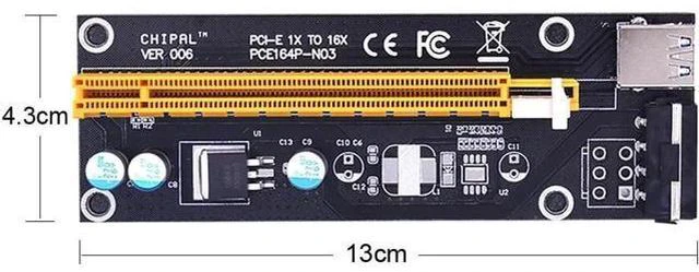 Alt view image 2 of 5 - PCI-E Riser Card 100CM 60CM 30CM USB 3.0 Cable PCIE PCI Express 1X to 16X Extens