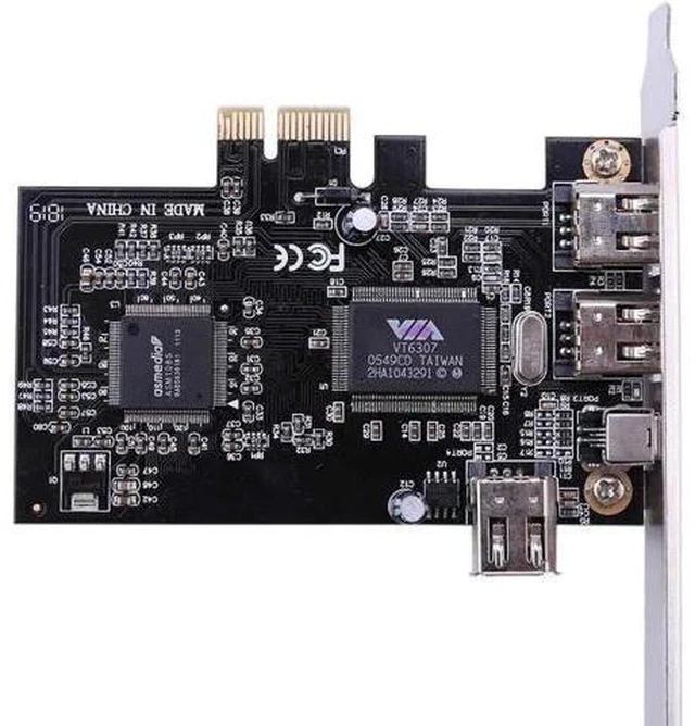 Alt view image 5 of 5 - 3 Ports 1394A Expansion Card PCI-E 1X to IEEE 1394 DV Video Adapter 1x 4Pin 2x 6