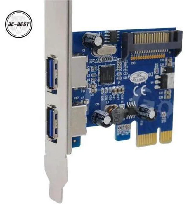Alt view image 3 of 4 - 2 Port USB 3.0 PCI Express PCI-E Card Adapter+ Front Panel Expansion Bay PCIN030
