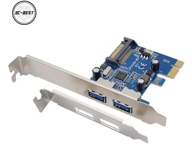 Alt view image 2 of 4 - 2 Port USB 3.0 PCI Express PCI-E Card Adapter+ Front Panel Expansion Bay PCIN030