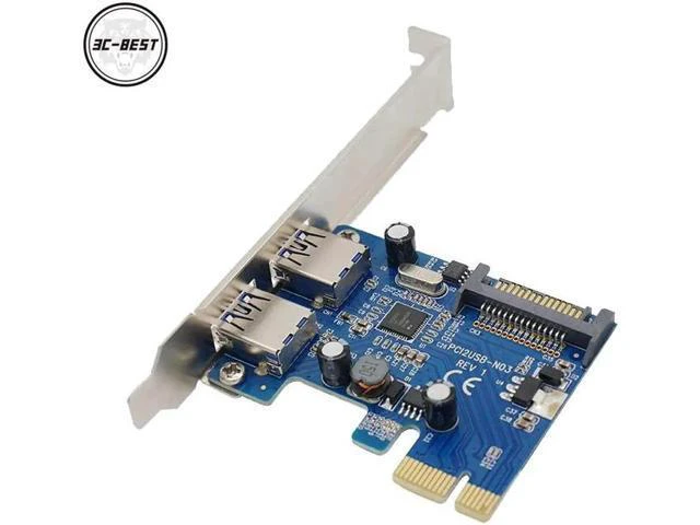Alt view image 4 of 4 - 2 Port USB 3.0 PCI Express PCI-E Card Adapter+ Front Panel Expansion Bay PCIN030