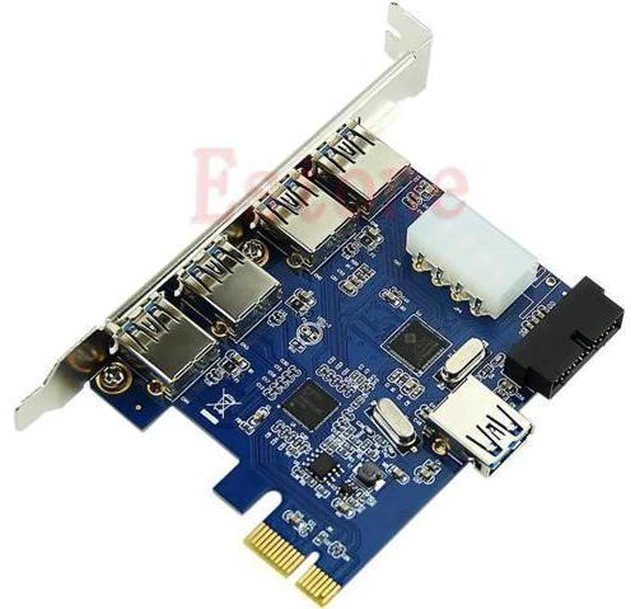 Main image of 5 Ports PCI-E PCI Express Card to USB 3.0+19 Pin Connector 4 Pin Adapter For Win