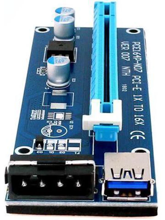 Alt view image 5 of 5 - Card Molex 4Pin PCIE PCI-E PCI Express Adapter 1X 16X USB3.0 Extender Mining Min
