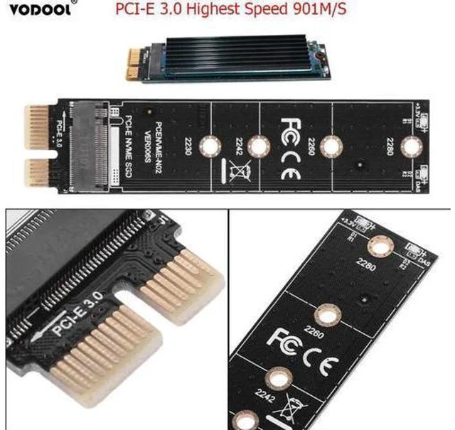 Alt view image 5 of 5 - Mini NVME Adapter Card M.2 to PCI-E3.0 1x High Speed Extension M Key NGFF Conver