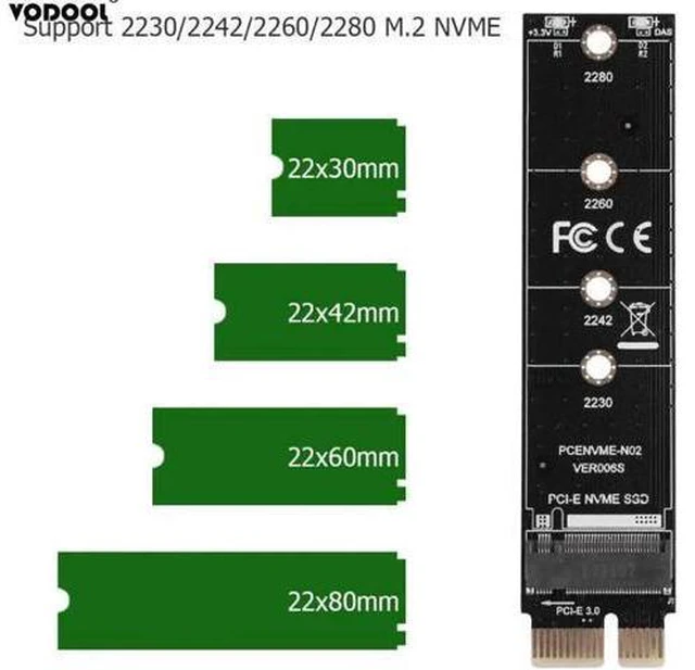 Main image of Mini NVME Adapter Card M.2 to PCI-E3.0 1x High Speed Extension M Key NGFF Conver