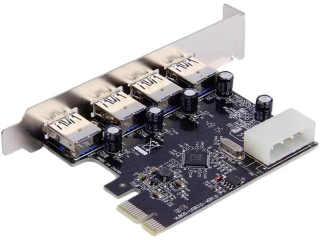 Alt view image 3 of 5 - 4Port PCI-E to USB 3.0 HUB PCI Express Expansion Card Adapter 5 Gbps Speed Top