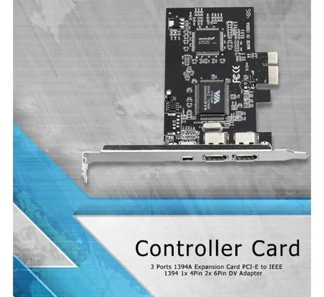 Alt view image 4 of 5 - 3 Ports 1394A Expansion Card PCI-E 1X to IEEE 1394 DV Video Adapter 1x 4Pin 2x 6