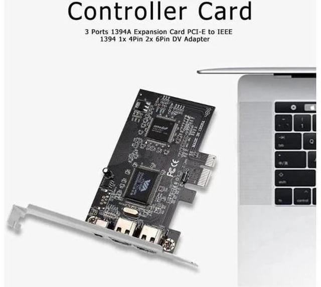 Alt view image 5 of 5 - 3 Ports 1394A Expansion Card PCI-E 1X to IEEE 1394 DV Video Adapter 1x 4Pin 2x 6