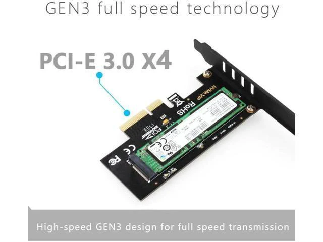 Alt view image 2 of 5 - NVMe SSD NGFF to PCIE X4 Adapter M Key Interface Expansion Card Support PCI Expr