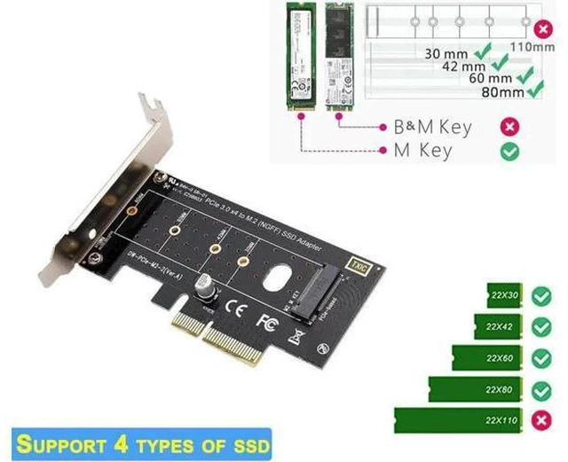Alt view image 2 of 5 - M.2 NVME SSD to PCI Express PCIe 3.0 X4 Host Controller Expansion Card M-Key SSD