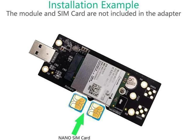 Alt view image 3 of 5 - M.2 to USB 3.0 Adapter Expansion Card with Dual NANO SIM Card Slot for WLAN/LTE