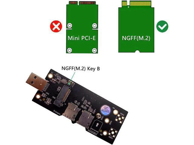 Alt view image 4 of 5 - M.2 to USB 3.0 Adapter Expansion Card with Dual NANO SIM Card Slot for WLAN/LTE
