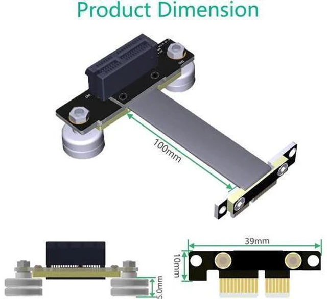 Alt view image 4 of 5 - Riser High Speed PCI Express 3.0 1X Flexible Cable Riser Card Extension Port Ada
