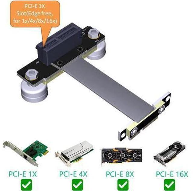 Alt view image 5 of 5 - Riser High Speed PCI Express 3.0 1X Flexible Cable Riser Card Extension Port Ada