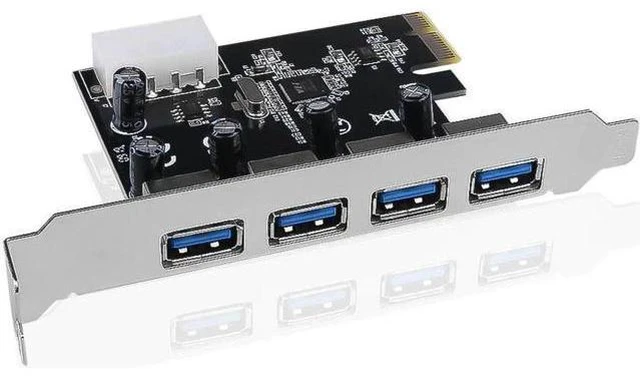 Alt view image 4 of 5 - 5Gbps Superspeed 4 Ports USB 3.0 Expansion Card Adapter PCI-E PCI Express power