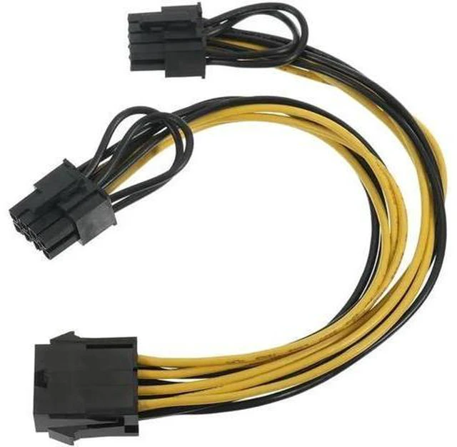 Alt view image 4 of 5 - CPU 8pin Female to Dual PCI-E PCI Express 8p ( 6+2 pin ) Male Power Cable 18AWG