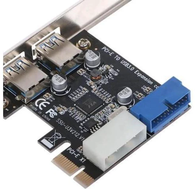 Alt view image 4 of 5 - PCI Express USB 3.0 2 Ports Front Panel with Control Card Adapter 4-Pin & 20 Pin