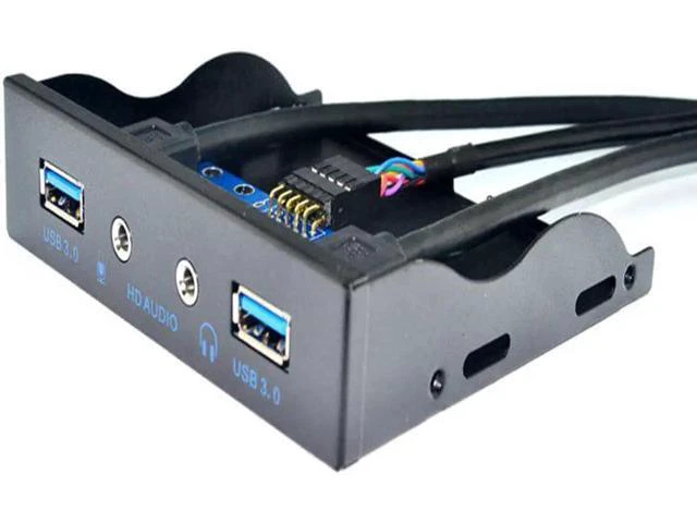 Alt view image 2 of 5 - 2 Port USB 3.0 Hub Splitter HD Audio 3.5mm Earphone Jack Mic Interface Front Pan
