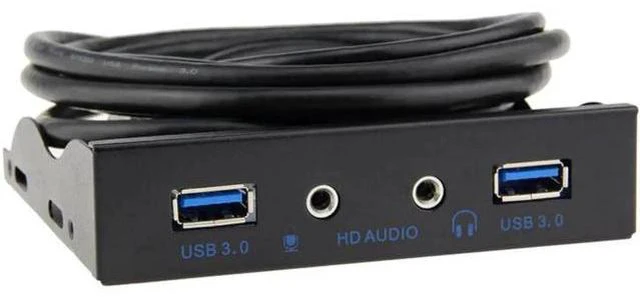 Main image of 2 Port USB 3.0 Hub Splitter HD Audio 3.5mm Earphone Jack Mic Interface Front Pan