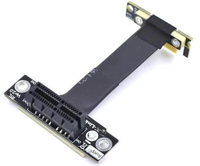Alt view image 2 of 3 - 90 Degree Right Angle PCIE X1 Riser PCIe 3.0 x1 to x1 Extension Cable 8Gbps PCI